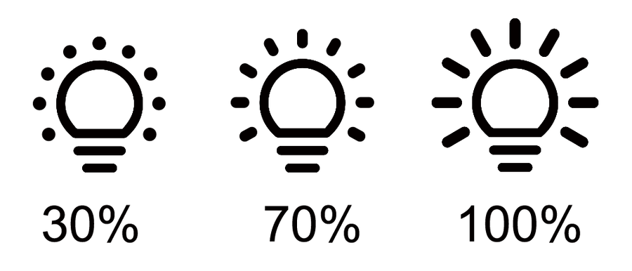 Three-level brightness icons