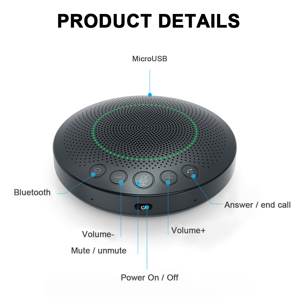 JOYUSING Bluetooth Speakerphone, 6 Mics, Enhanced Voice Pickup, Bluetooth 5, Conference USB Speakerphone 360° Pickup for Business Conference, Video Games, Remote Eduction