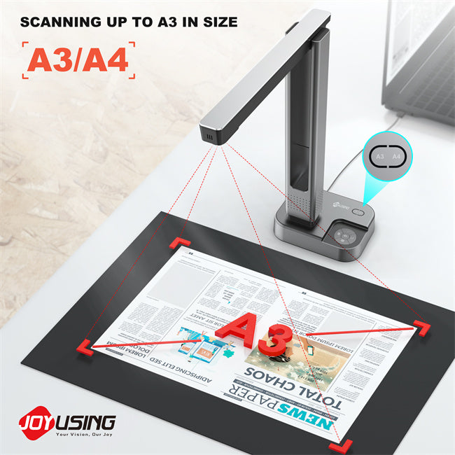 JOYUSING V320 Series USB Book Scanner 16.0MP High Resolution Desktop Book Document File ID Card Scanning Solution for Education Library Office