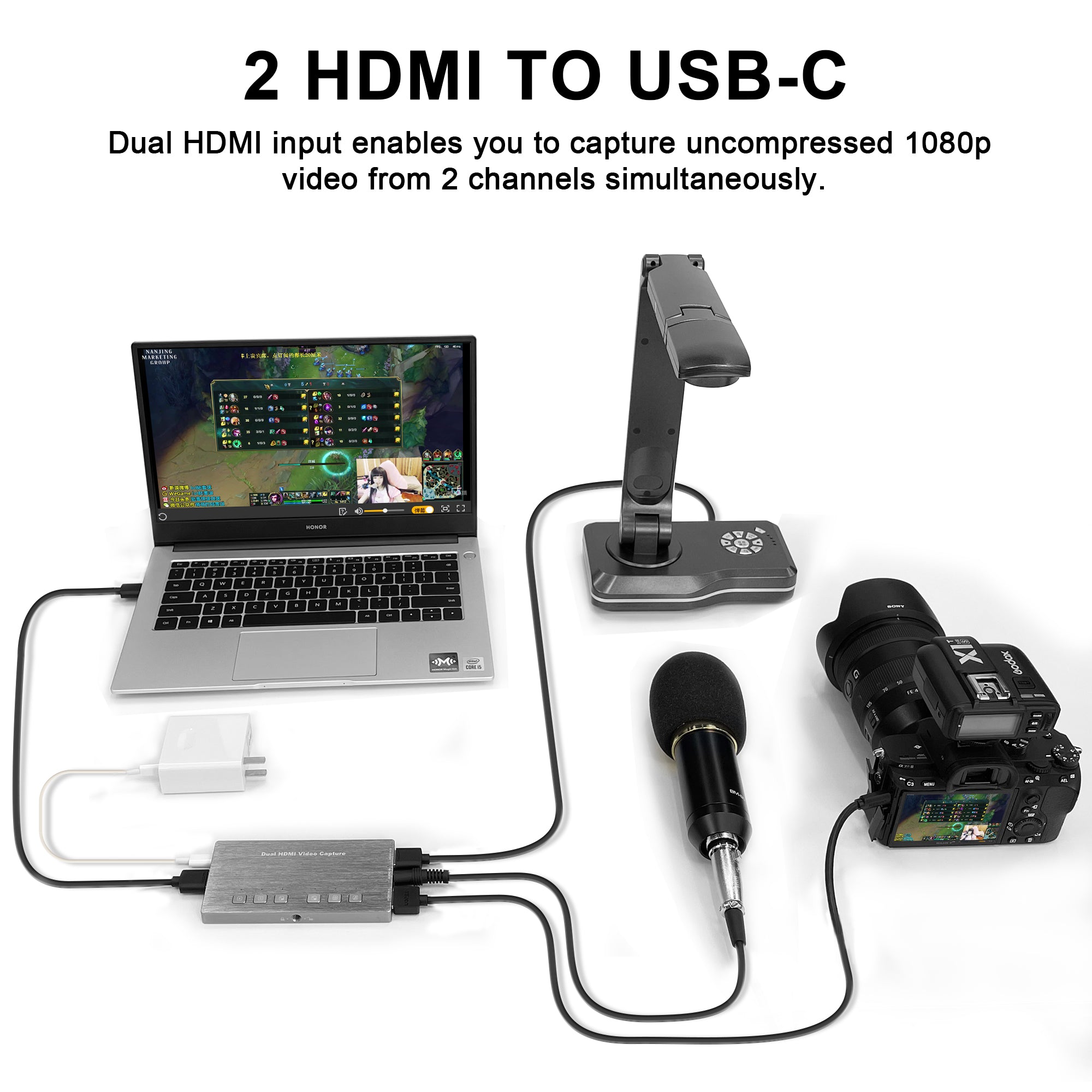 JOYUSING JC2H Dual HDMI Video Capture Card for Live Streaming Boardcasting