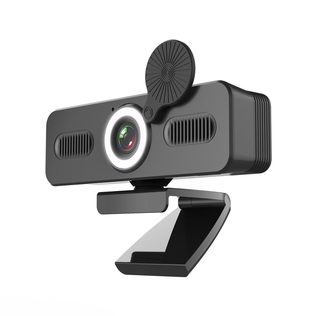 JOYUSING 2K QHD Webcam with Microphone and Speaker, USB PC Computer Web Camera with Ring Light, Privacy Cover, 120-Degree Angle, Plug and Play, Compatible with Zoom/Skype/Teams/Webex