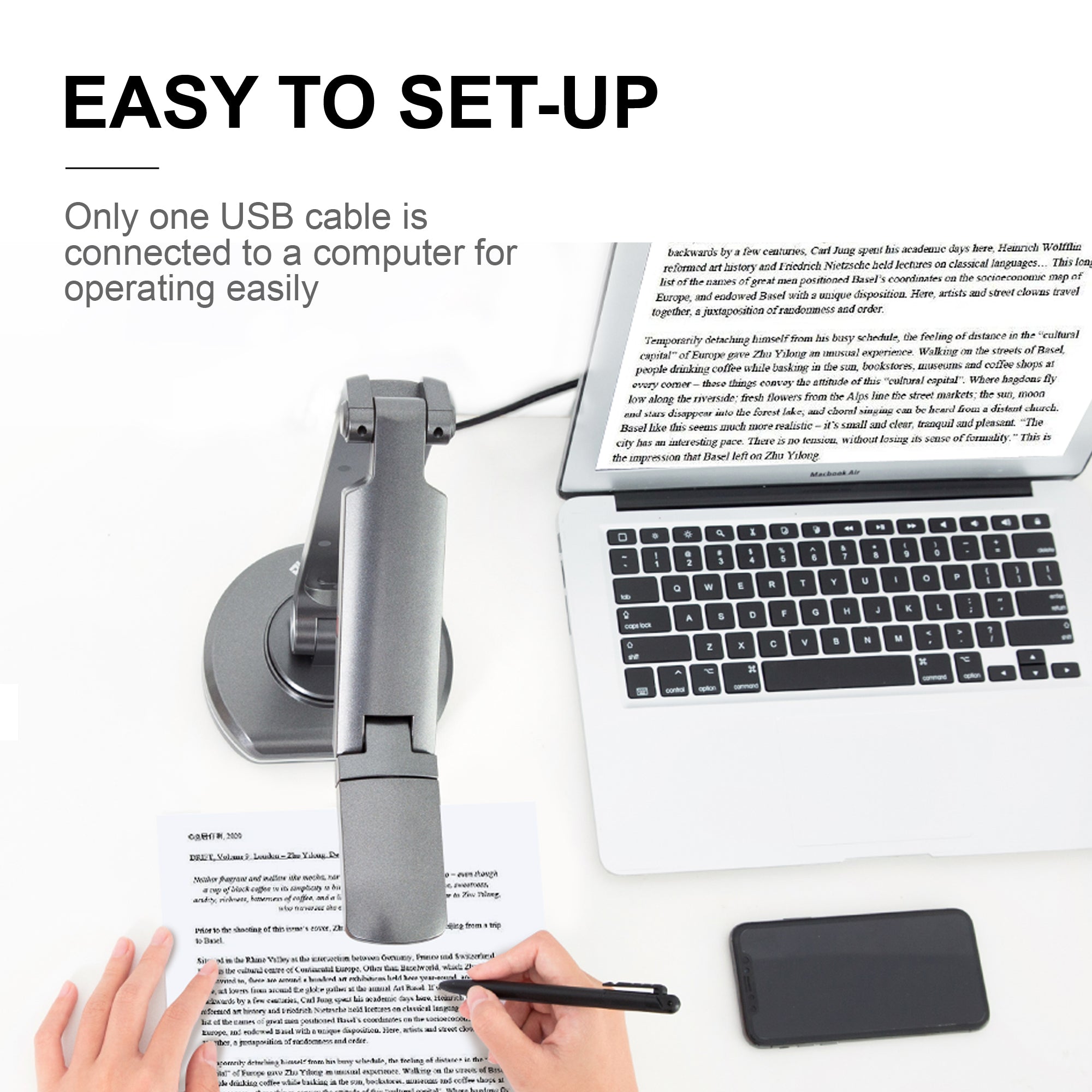 JOYUSING 8MP HD USB Document Camera for Teachers with Light, Mac, Windows, Chrome Compatible Excellent for Online Teaching, Distance Learning and Web Conferencing
