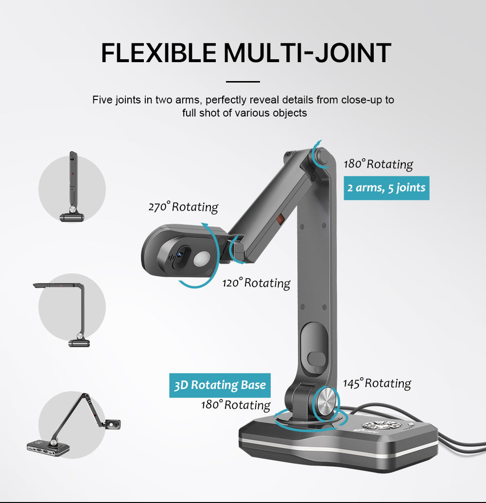 JOYUSING V500W 8MP Document Camera with WIFI/USB/VGA/HDMI Four Connection Modes, A3 Book Scanner with 7200mAh battery