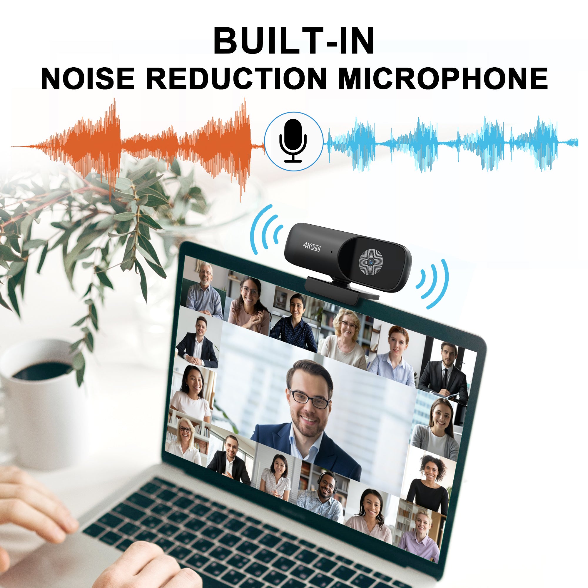 JOYUSING 4K 8MP UHD Webcam with Microphone, 1080P 60fps Autofocus Streaming Webcam, Attached Tripod and Privacy Cover, Black